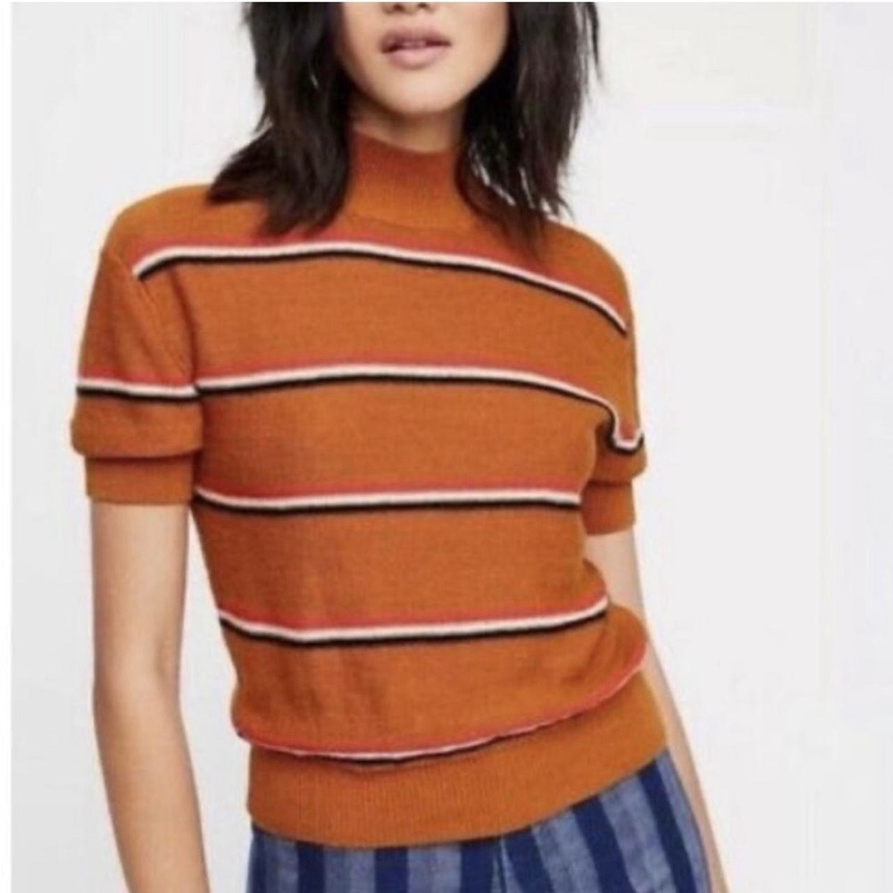 Free people retro Y2K mock knit shortsleeved sweater indie sleaze 70's
